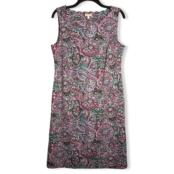 Talbots Dress Womens S Pink Green Paisley Sleeveless Sheath Preppy Retro Office - Picture 1 of 9